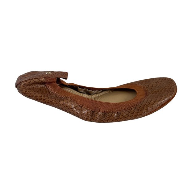 Yosi Samra Shoes - Yosi Samra Ballet Flats Tan Leather Snakeskin Print Women's Size 7 Foldable